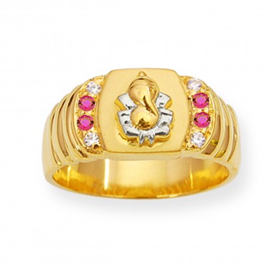 22K Gold Divine Lord Ganesh Stoned Ring